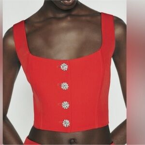 Zara Scarlet Buttoned Crop Top